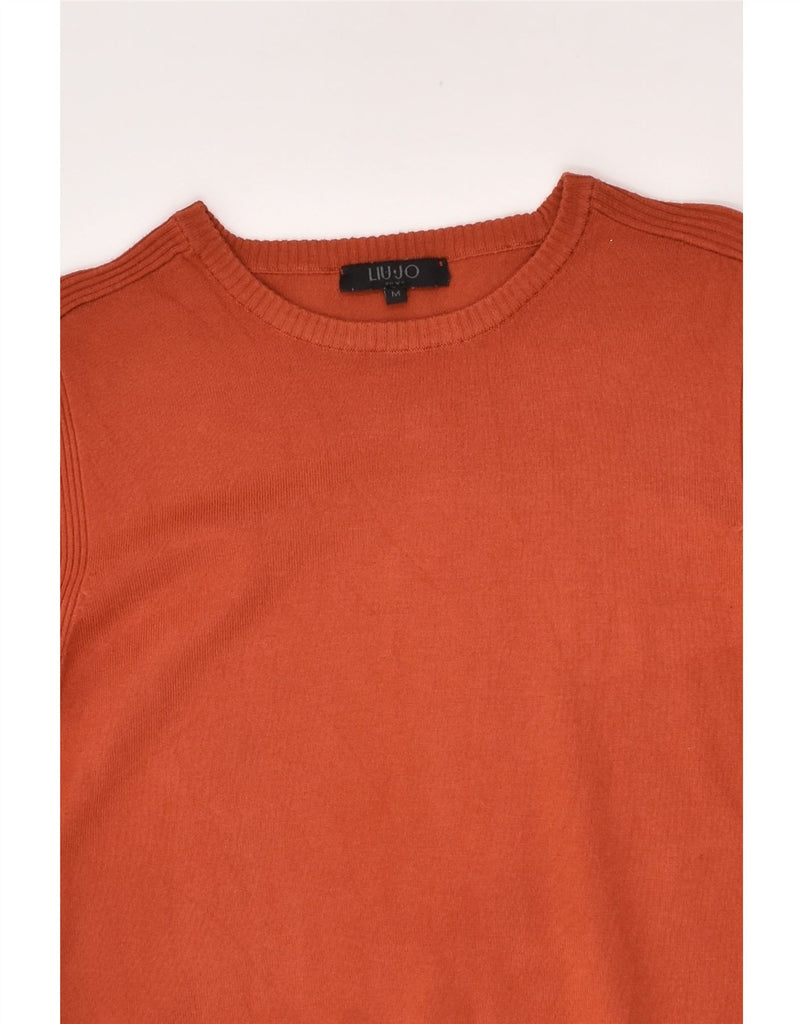 LIU JO Mens Crew Neck Jumper Sweater Medium Orange Viscose | Vintage Liu Jo | Thrift | Second-Hand Liu Jo | Used Clothing | Messina Hembry 