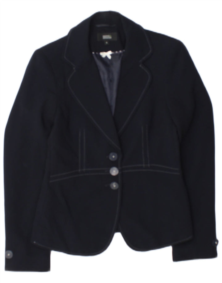 Marks & Spencer Womens 3 Button Blazer Jacket UK 8 Small Navy Blue