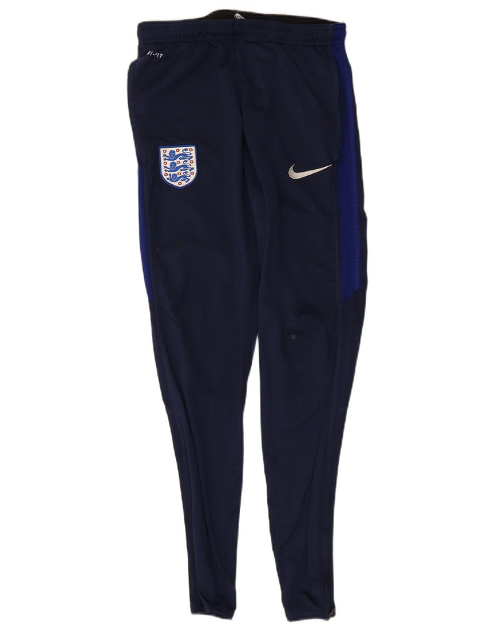Nike Mens England Tracksuit Trousers Small  Navy Blue Colourblock Polyester