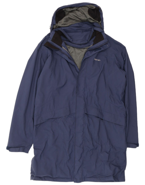Rohan Mens Hooded Raincoat UK 40 Large Navy Blue Polyamide