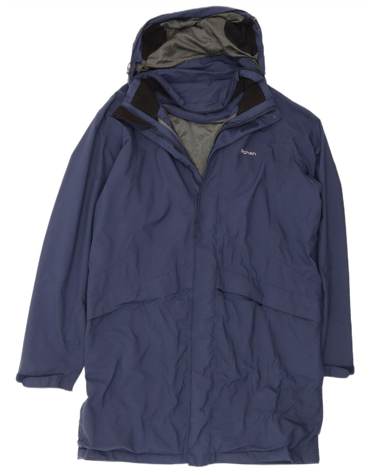 Rohan Mens Hooded Raincoat UK 40 Large Navy Blue Polyamide