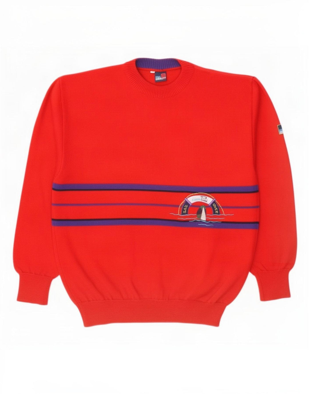 Evan Pull Mens Crew Neck Jumper Sweater XL Red Striped Wool