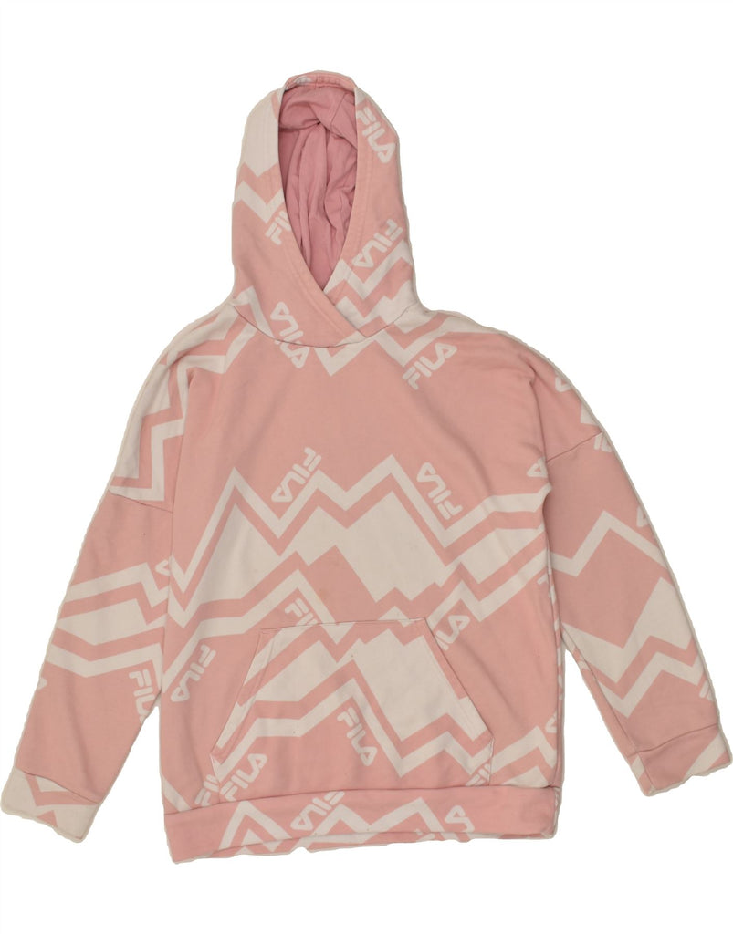 FILA Girls Oversized Graphic Hoodie Jumper 12-13 Years Pink Cotton | Vintage Fila | Thrift | Second-Hand Fila | Used Clothing | Messina Hembry 