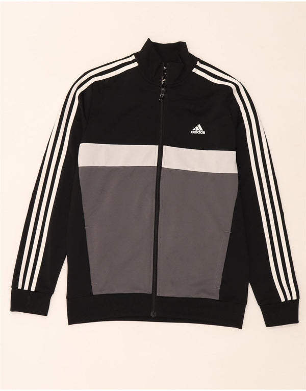 Adidas Boys Aeroready Tracksuit Top Jacket 13-14 Years Black Colourblock