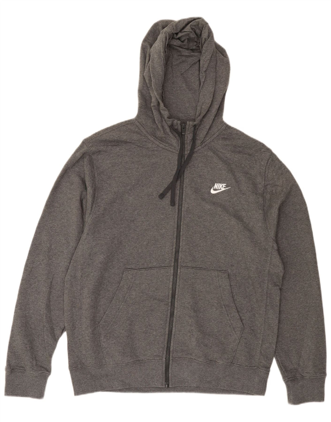 NIKE Mens Zip Hoodie Sweater Medium Grey Flecked Cotton