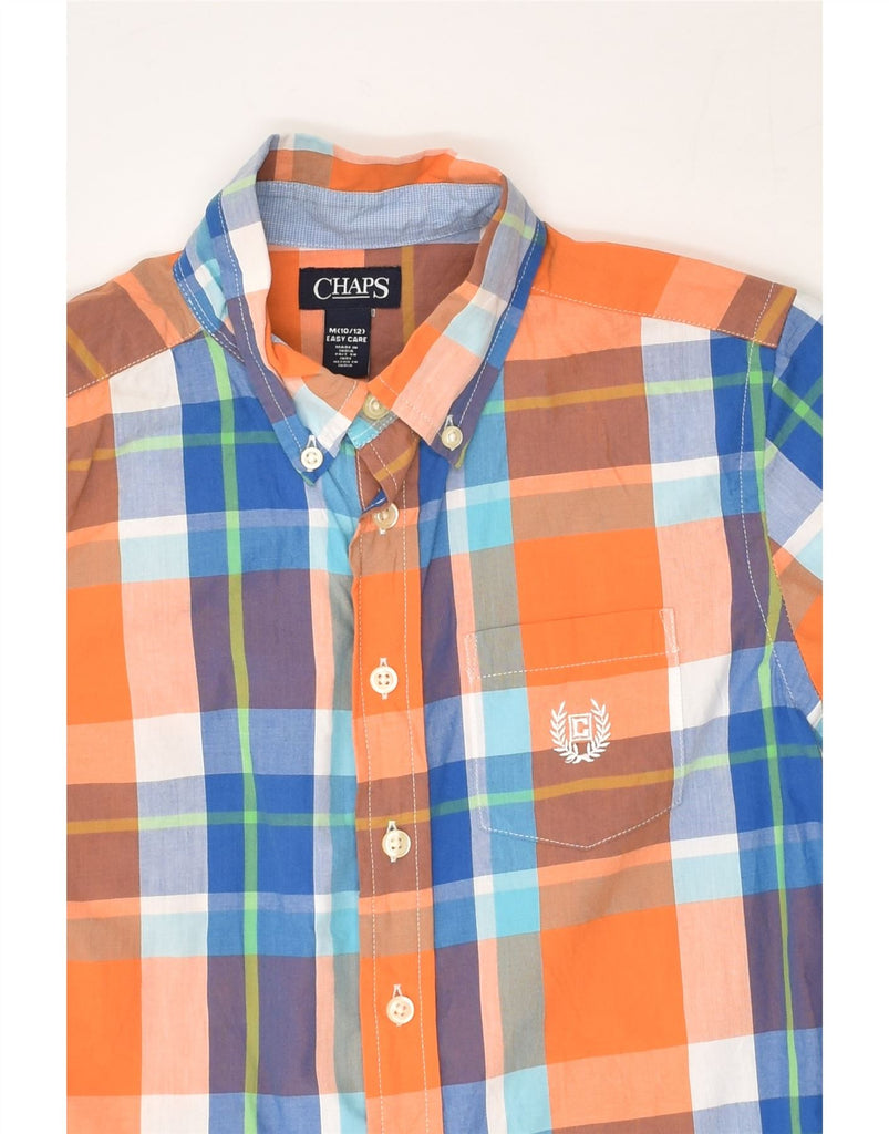 CHAPS Boys Easy Care Short Sleeve Shirt 10-11 Years Medium Orange Check | Vintage Chaps | Thrift | Second-Hand Chaps | Used Clothing | Messina Hembry 