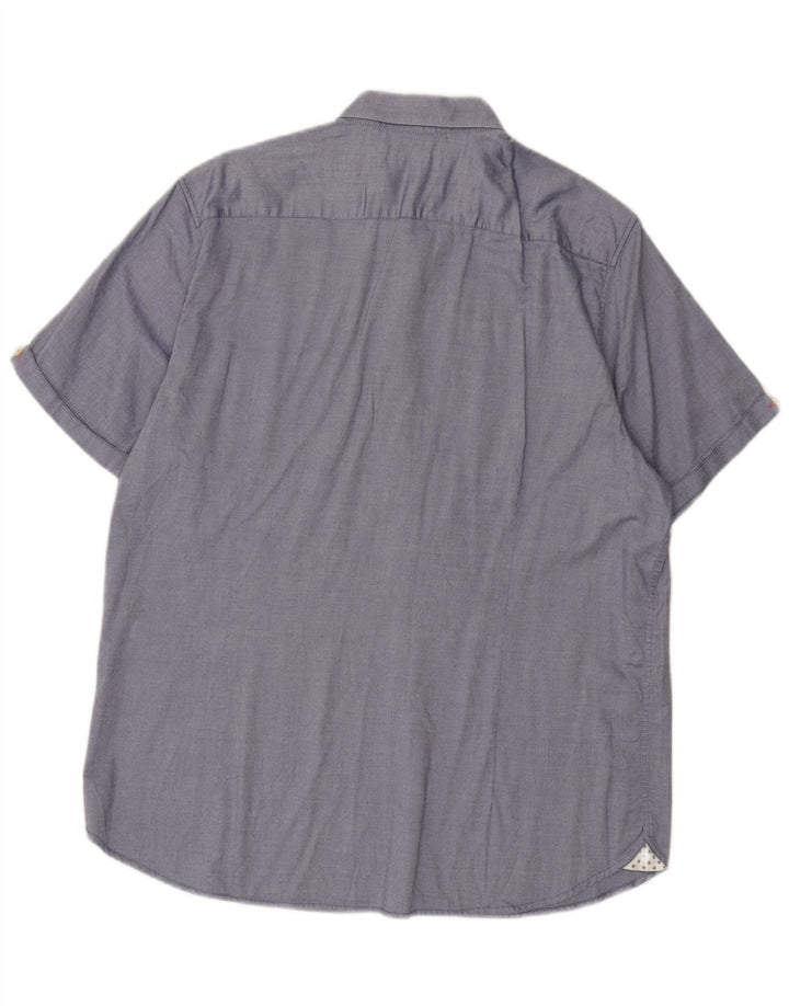 TED BAKER Mens Short Sleeve Shirt Size 5 XL Blue