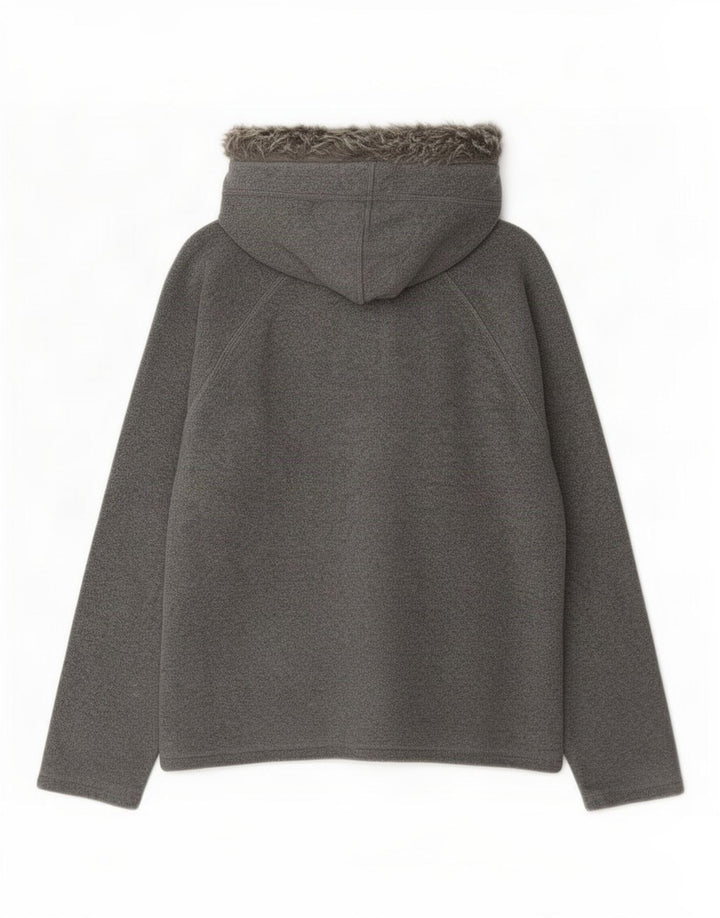 Marks & Spencer Womens Hooded Fleece Jacket UK 14 Medium Grey Polyester