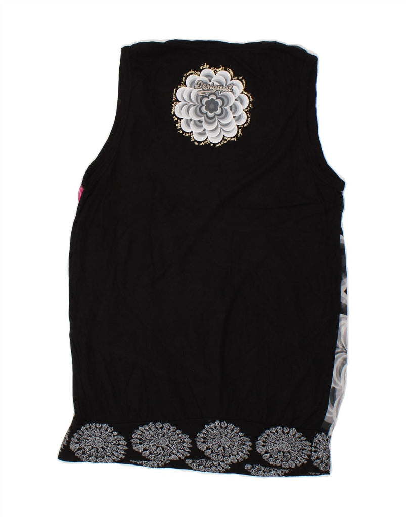 DESIGUAL Womens Graphic Vest Top UK 12 Medium Black Floral | Vintage Desigual | Thrift | Second-Hand Desigual | Used Clothing | Messina Hembry 