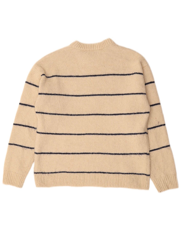 Zara Boys Crew Neck Jumper Sweater 13-14 Years Beige Striped Polyester