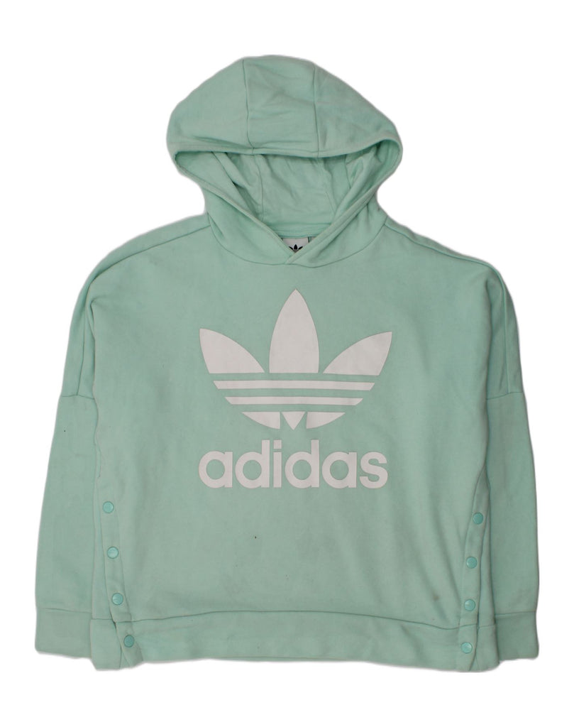 ADIDAS Girls Graphic Hoodie Jumper 11-12 Years Green Cotton | Vintage Adidas | Thrift | Second-Hand Adidas | Used Clothing | Messina Hembry 