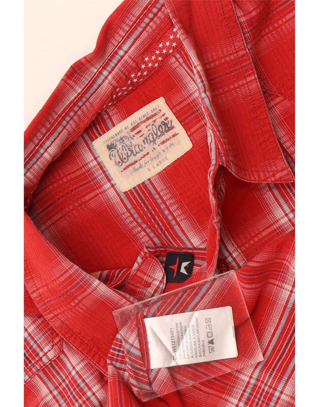 Wrangler Mens Short Sleeve Shirt XL Red Check Cotton