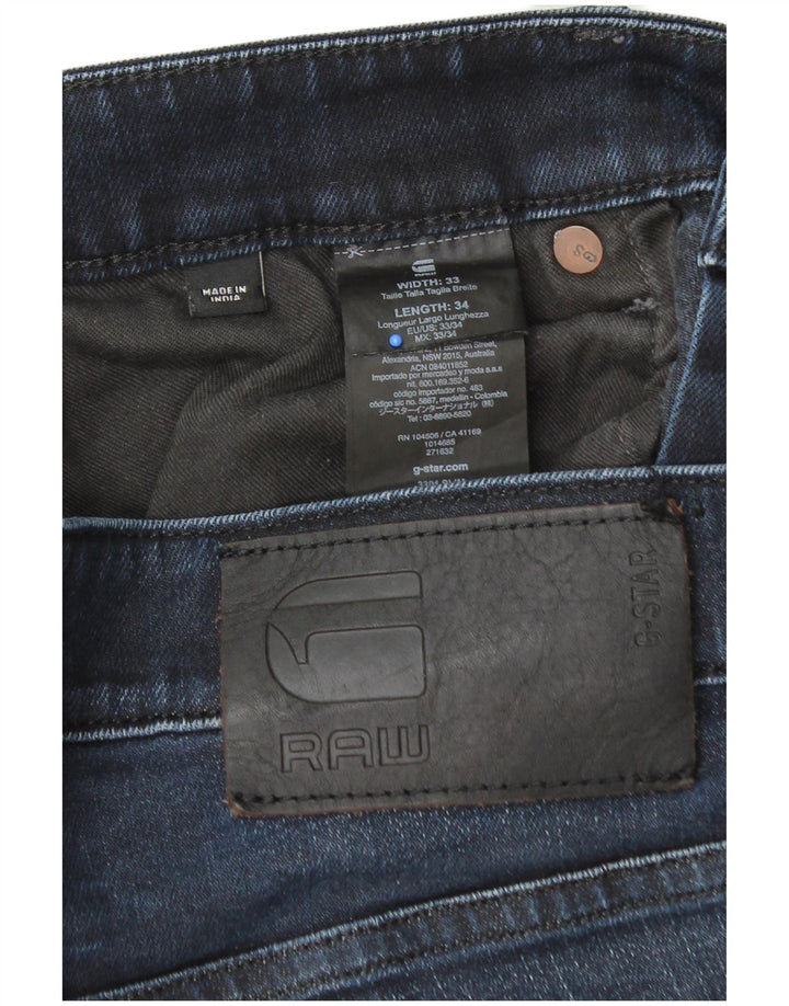 G-STAR Mens 3301 Slim Jeans W33 L32 Navy Blue Cotton