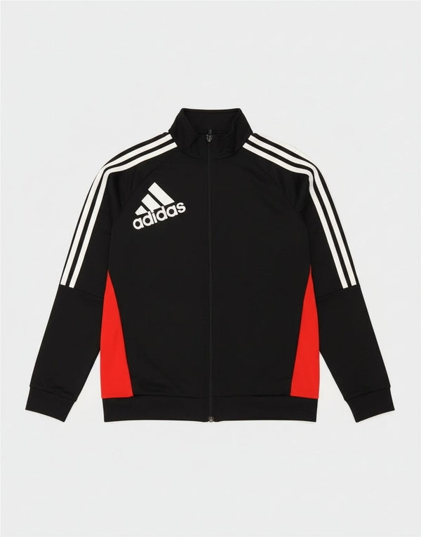 Adidas Boys Graphic Tracksuit Top Jacket 11-12 Years Black Colourblock