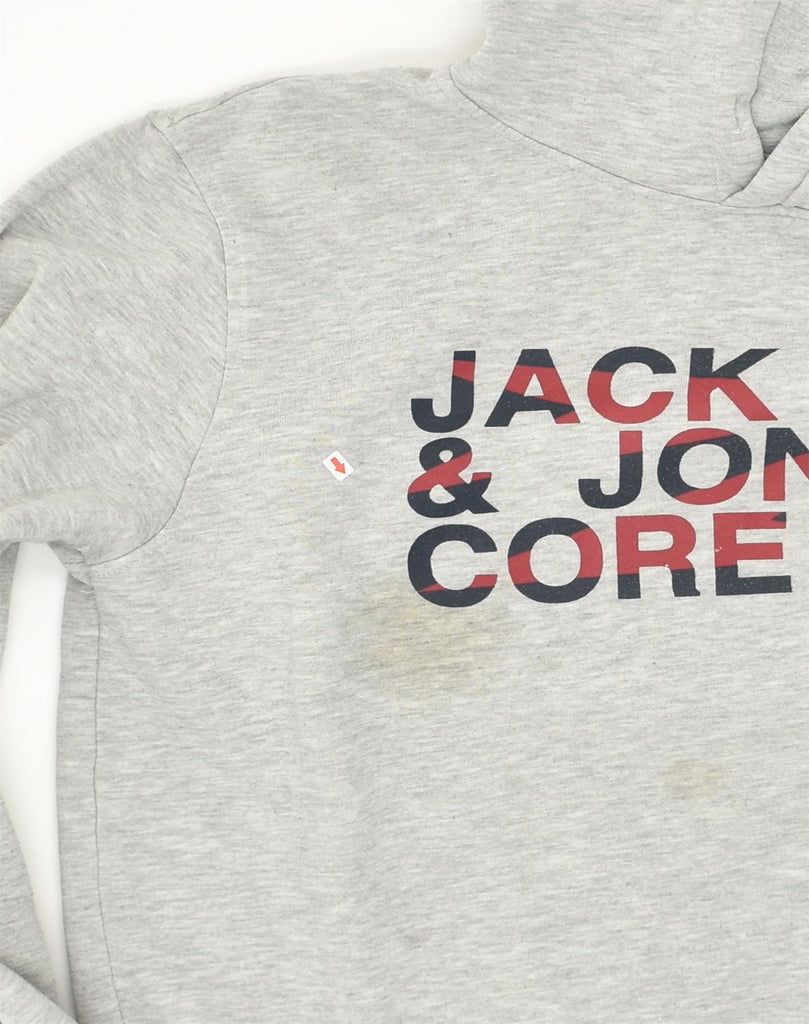 JACK & JONES Mens Graphic Hoodie Jumper Large Grey Polyester | Vintage Jack & Jones | Thrift | Second-Hand Jack & Jones | Used Clothing | Messina Hembry 