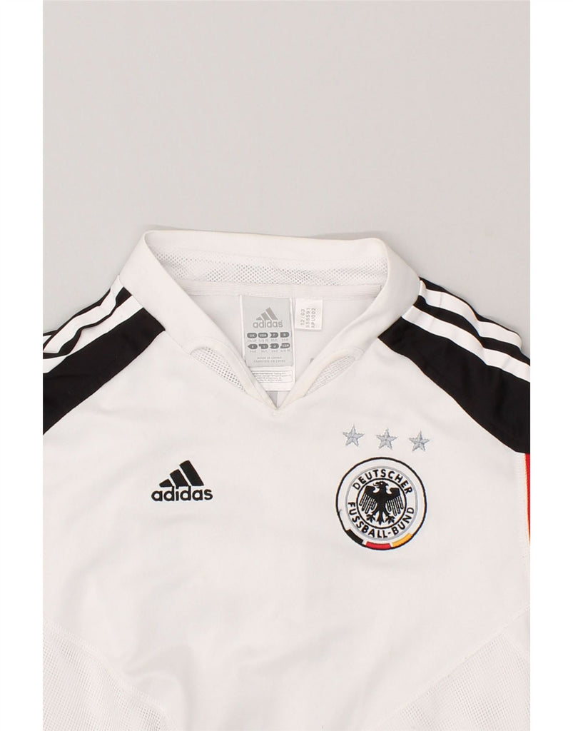 ADIDAS Boys Deutscher Fussball Bund Polo Shirt 9-10 Years Medium White | Vintage Adidas | Thrift | Second-Hand Adidas | Used Clothing | Messina Hembry 