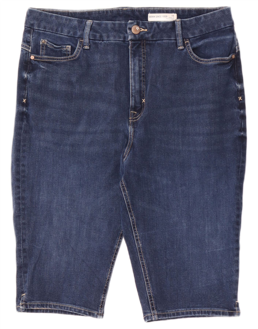 Marks & Spencer Womens Denim Shorts UK 16 Large W34 Blue Cotton