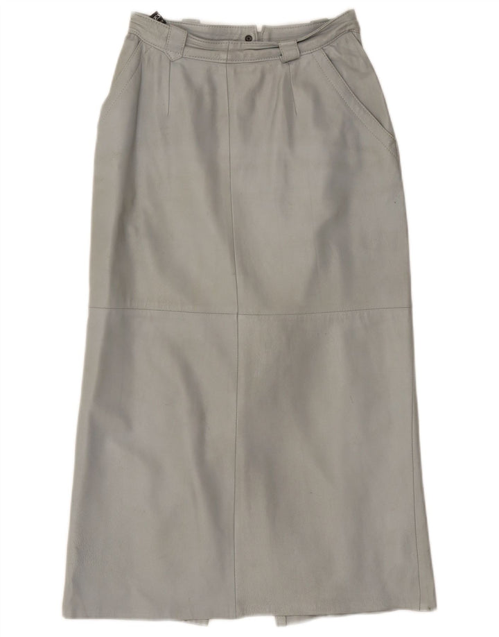 Vintage Womens Leather Skirt W36 XL Grey Leather