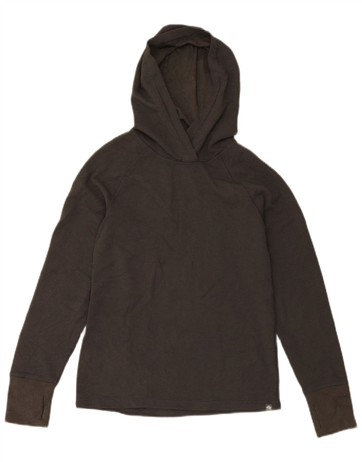 Eddie Bauer Womens Hooded Top Long Sleeve UK 6 XS Grey Polyester