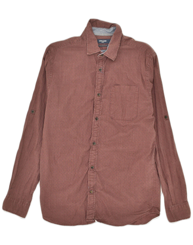 JACK & JONES Mens Premium Shirt Medium Brown Spotted Cotton | Vintage Jack & Jones | Thrift | Second-Hand Jack & Jones | Used Clothing | Messina Hembry 