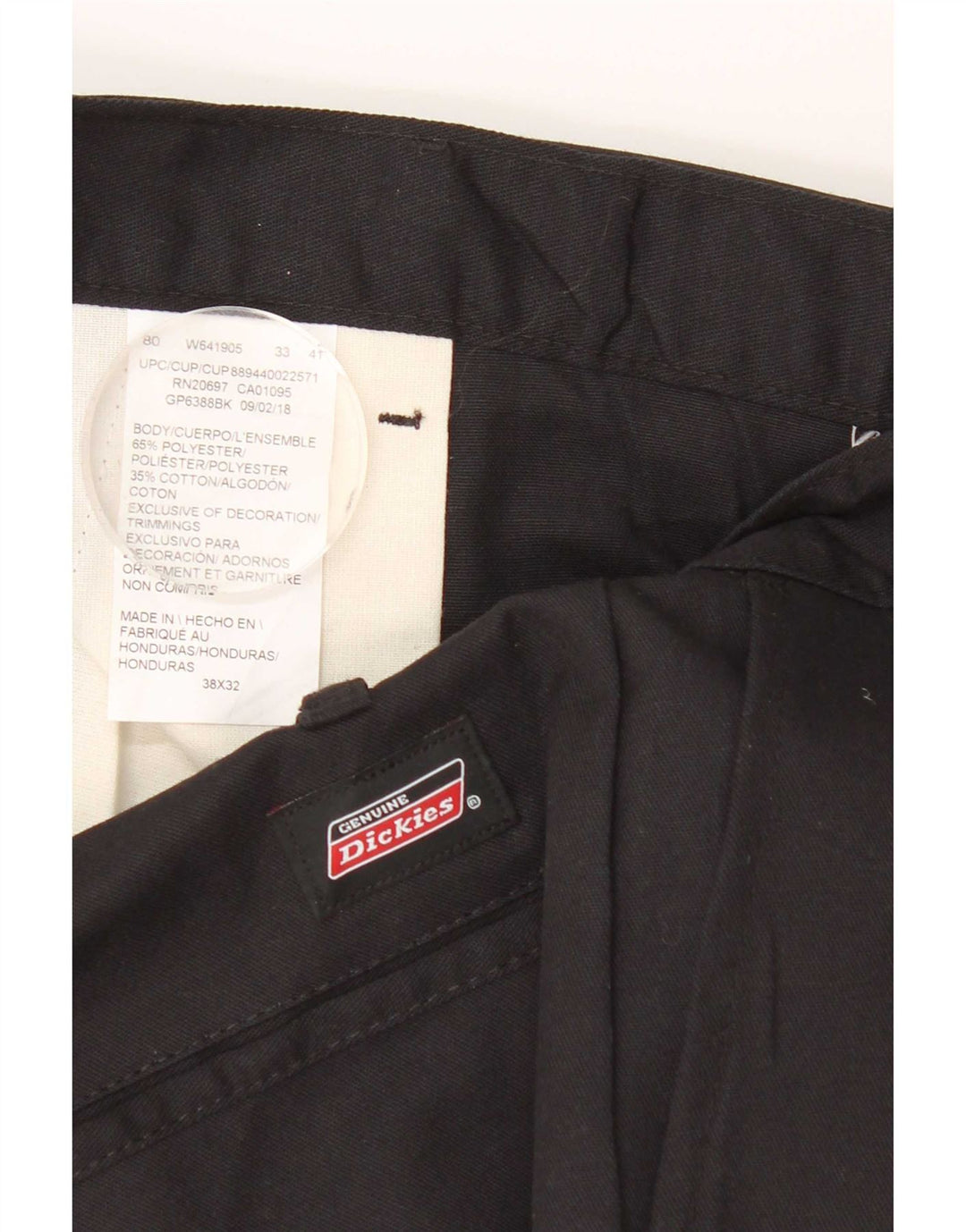 Dickies Mens Straight Chino Trousers W38 L32 Black Polyester
