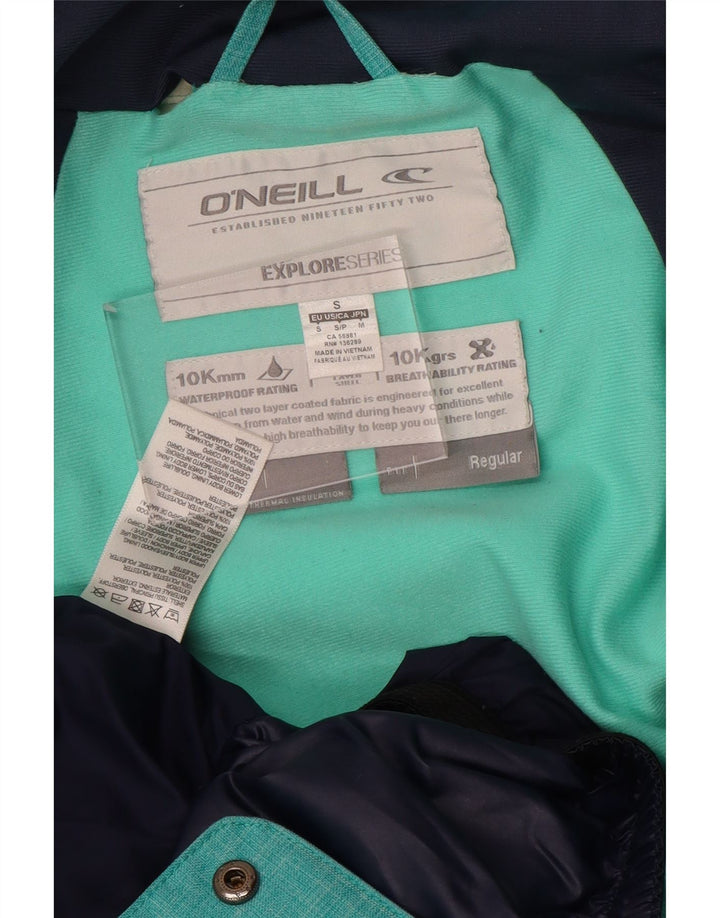 O'Neill Mens Hooded Regular Fit Rain Jacket UK 36 Small Turquoise Polyester