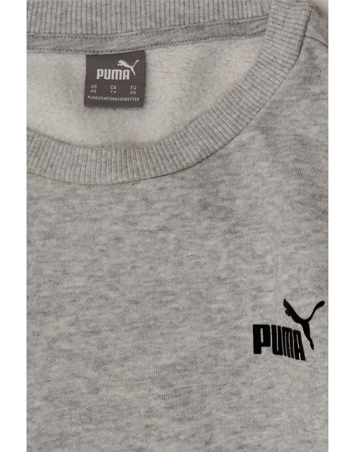 Puma Womens Crop Oversized Sweatshirt Jumper UK 6 XS Grey Flecked