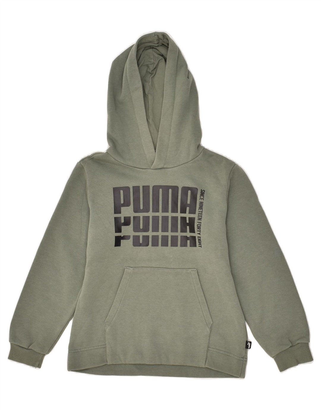 PUMA Boys Graphic Hoodie Jumper 7-8 Years Grey Cotton | Vintage Puma | Thrift | Second-Hand Puma | Used Clothing | Messina Hembry 