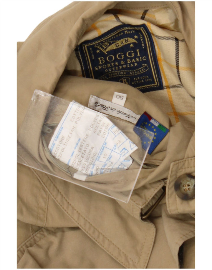 BOOGIE Mens Overcoat IT 50 Large Beige Cotton