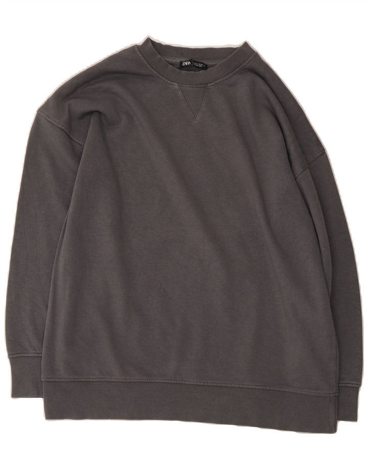 ZARA Mens Sweatshirt Jumper Small Grey Cotton Vintage Zara and Second-Hand Zara from Messina Hembry 