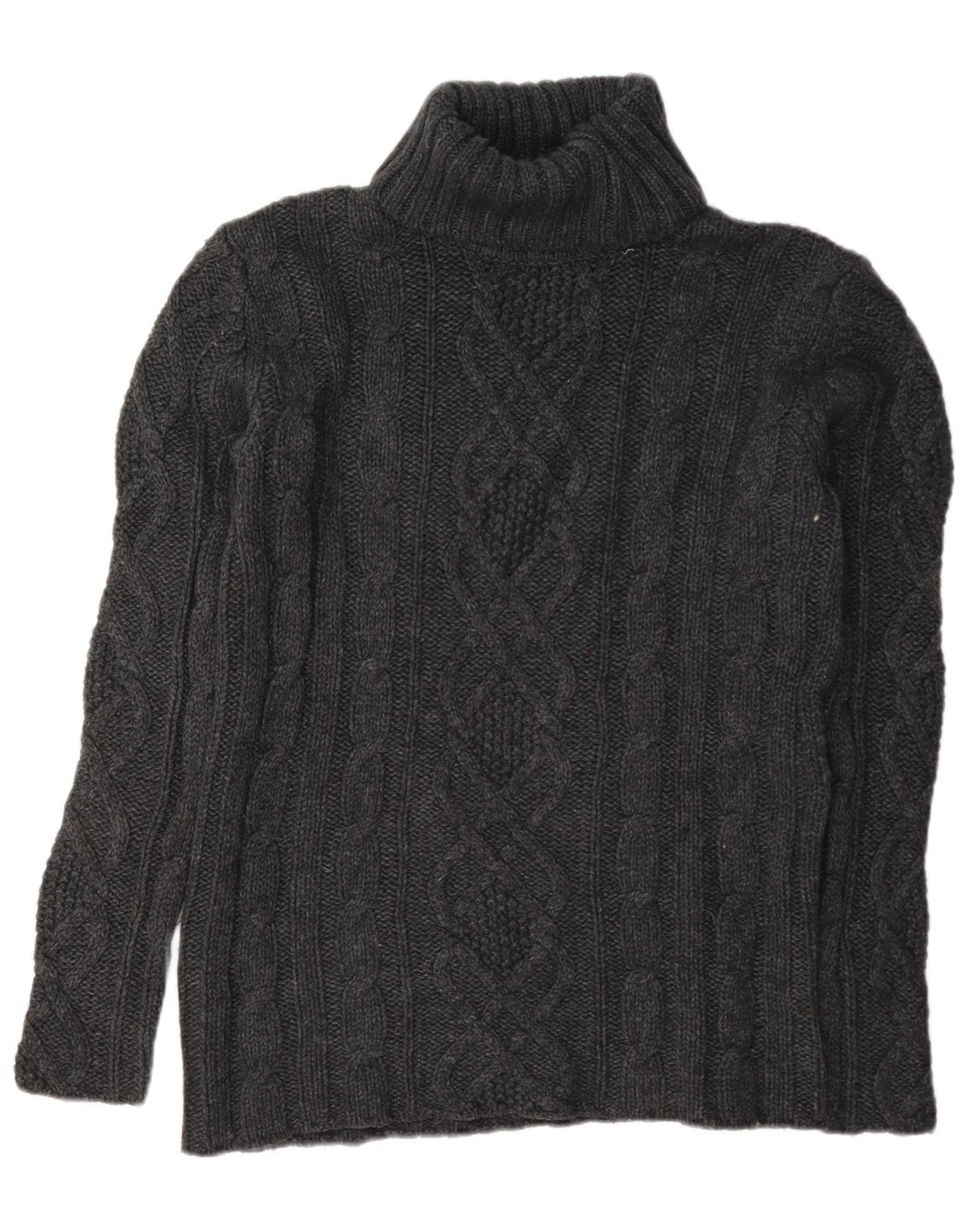Eddie Bauer Womens Roll Neck Jumper Sweater UK 16 Large Grey Wool