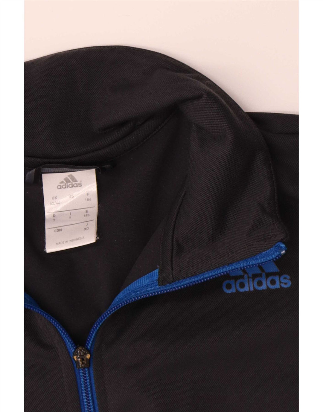 Adidas Mens Tracksuit Top Jacket UK 42/44 Large Blue Colourblock Polyester