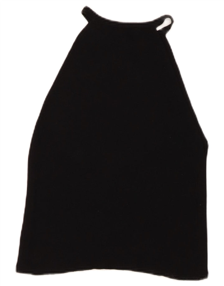 Zara Womens Crop Halter Top UK 12 Medium Black