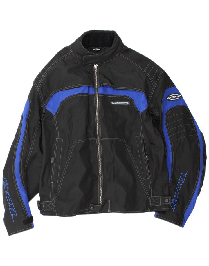 IXON Mens Graphic Racer Jacket UK 44 2XL Black Colourblock Polyester