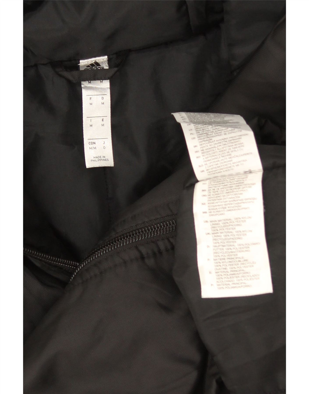 Adidas Mens Hooded Padded Coat UK 38 Medium Black Nylon