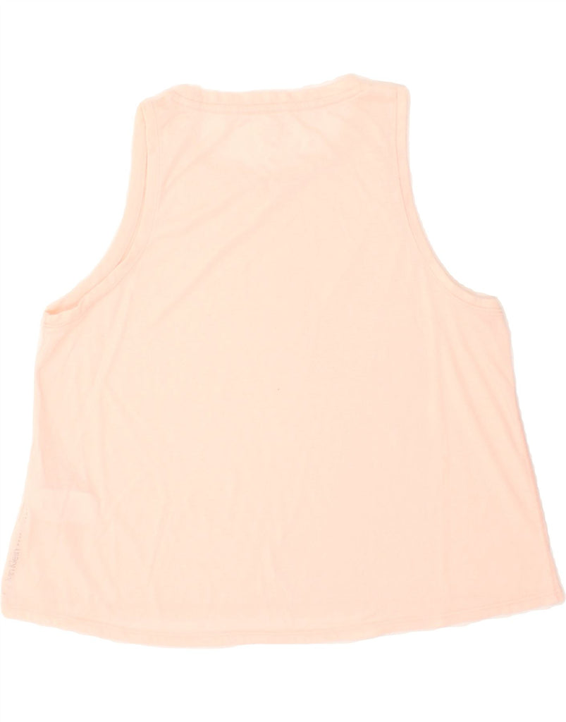 CALVIN KLEIN Womens Crop See Through Vest Top UK 14 Medium Pink Polyester | Vintage Calvin Klein | Thrift | Second-Hand Calvin Klein | Used Clothing | Messina Hembry 
