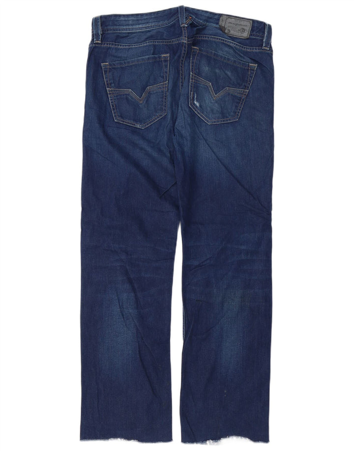 DIESEL Mens Larkee Distressed Regular Straight Jeans W32 L32 Blue Cotton