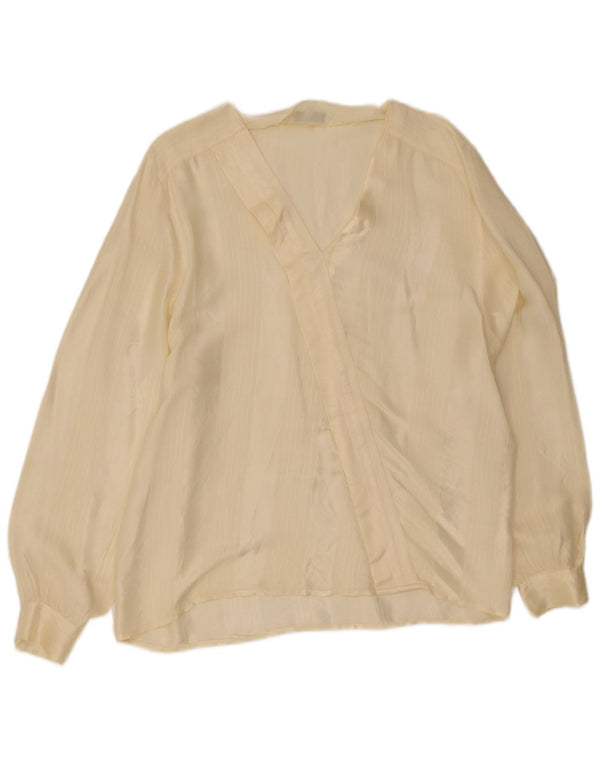 Vintage Womens Long Sleeve Blouse Top IT 48 XL Yellow Pinstripe Acetate
