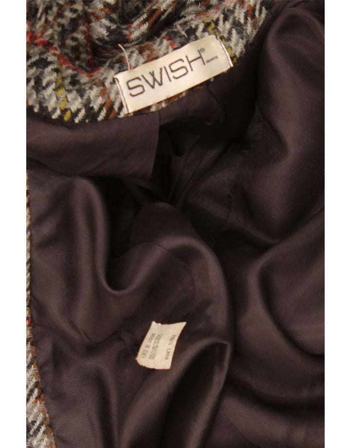 SWISH Womens 2 Button Blazer Jacket UK 14 Large Grey Check Wool Vintage Swish and Second-Hand Swish from Messina Hembry 