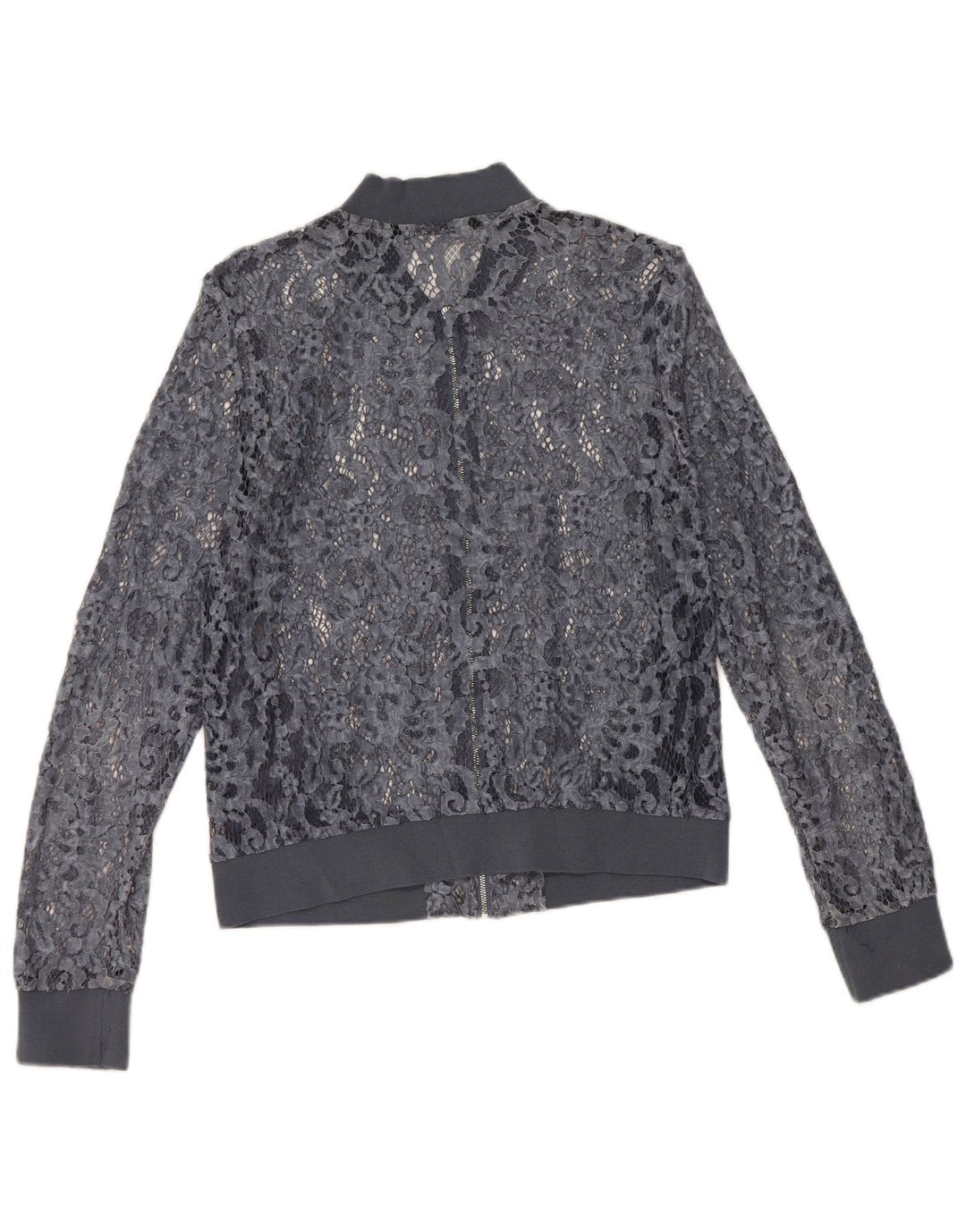 Zara Womens Crop See Through Cardigan Top UK 12 Medium Blue Floral