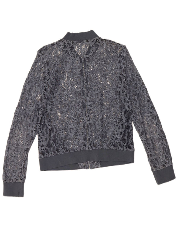 Zara Womens Crop See Through Cardigan Top UK 12 Medium Blue Floral