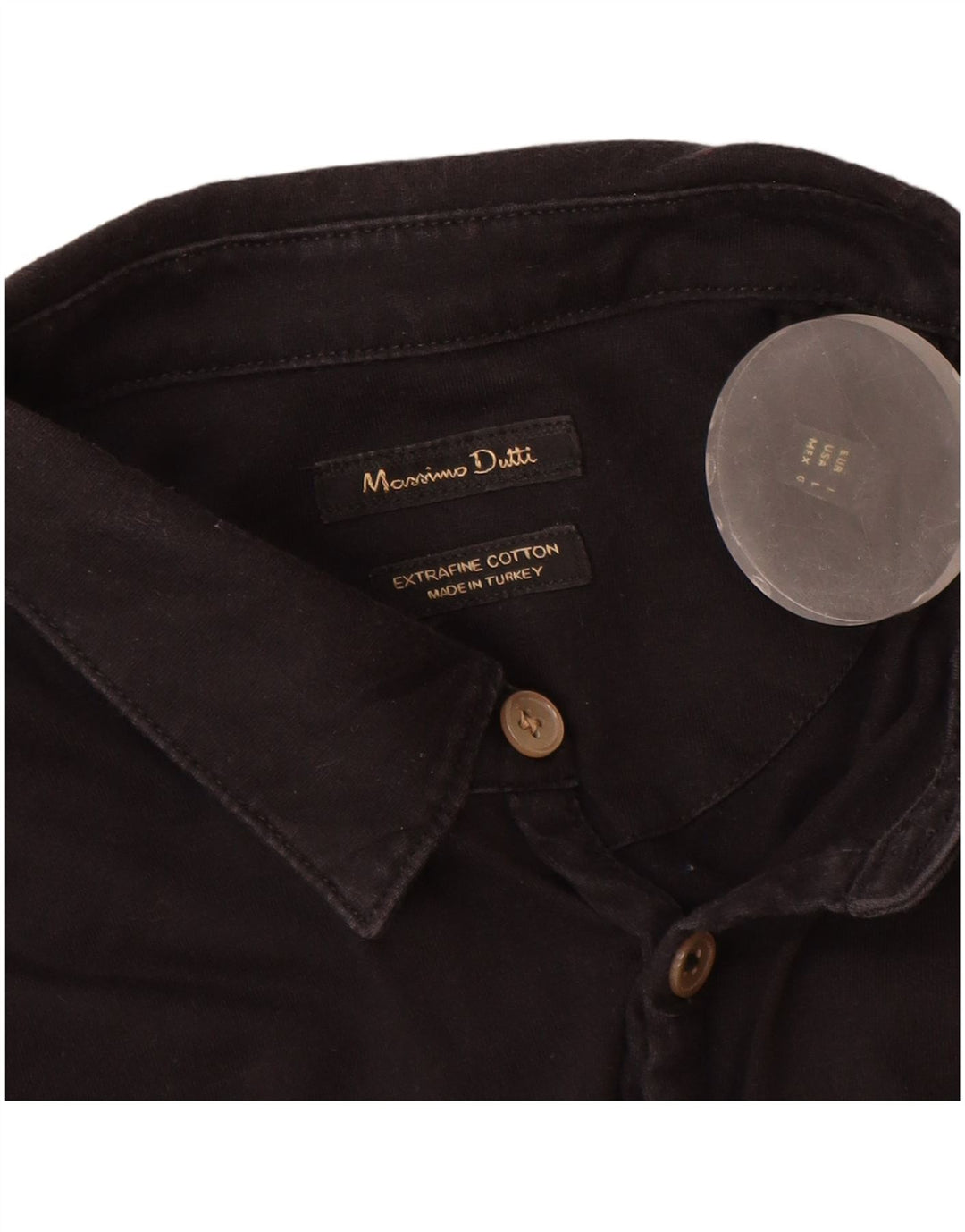 Massimo Dutti Mens Long Sleeve Polo Shirt Large Black Cotton