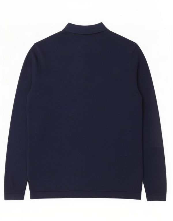 Zara Mens Cardigan Sweater Large Navy Blue Cotton