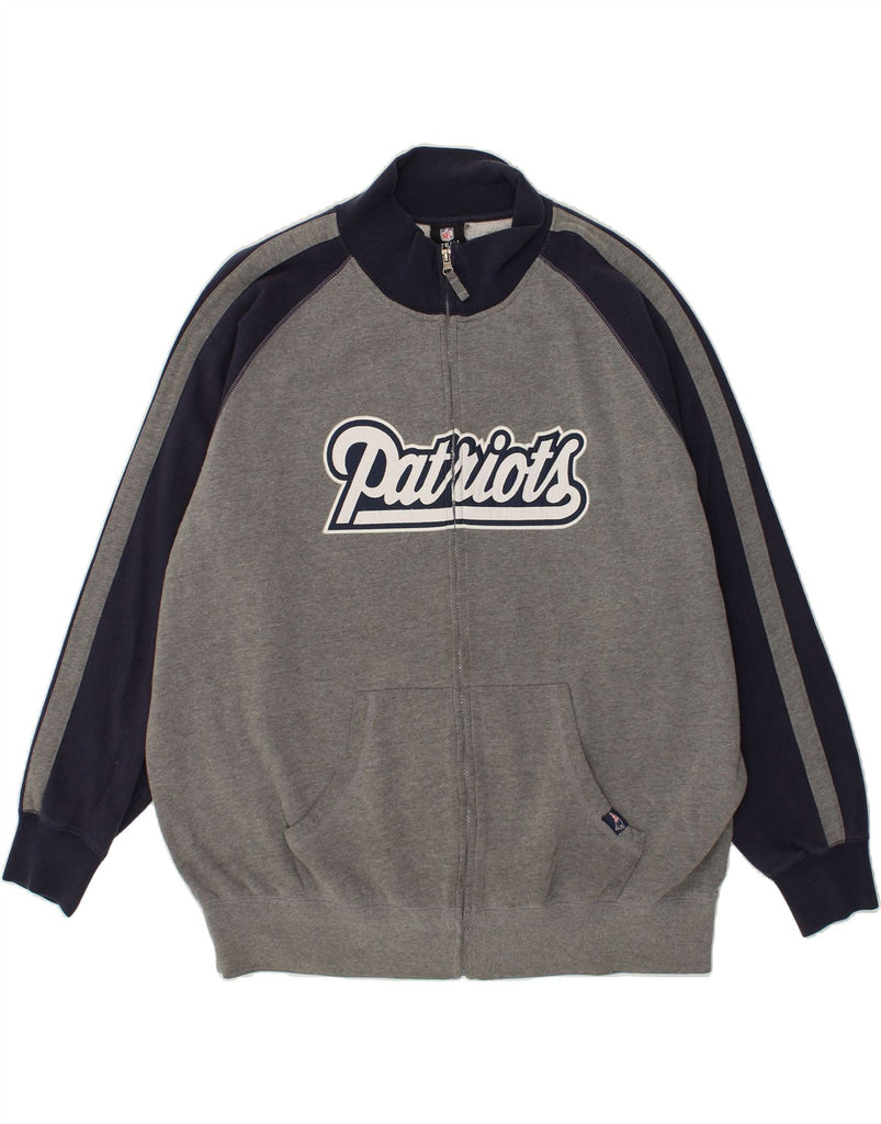 NFL Mens Patriots Graphic Tracksuit Top Jacket 2XL Grey Colourblock Cotton | Vintage NFL | Thrift | Second-Hand NFL | Used Clothing | Messina Hembry 