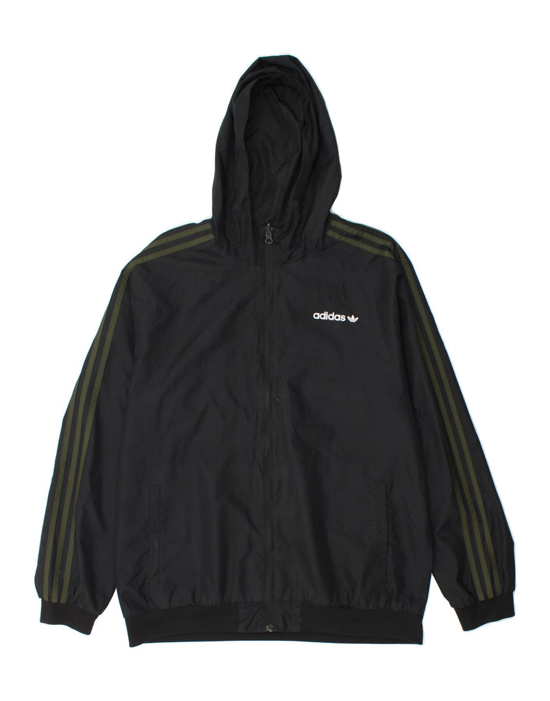 ADIDAS Mens Hooded Reversible Jacket UK 40 Large Black Colourblock Vintage Adidas and Second-Hand Adidas from Messina Hembry 