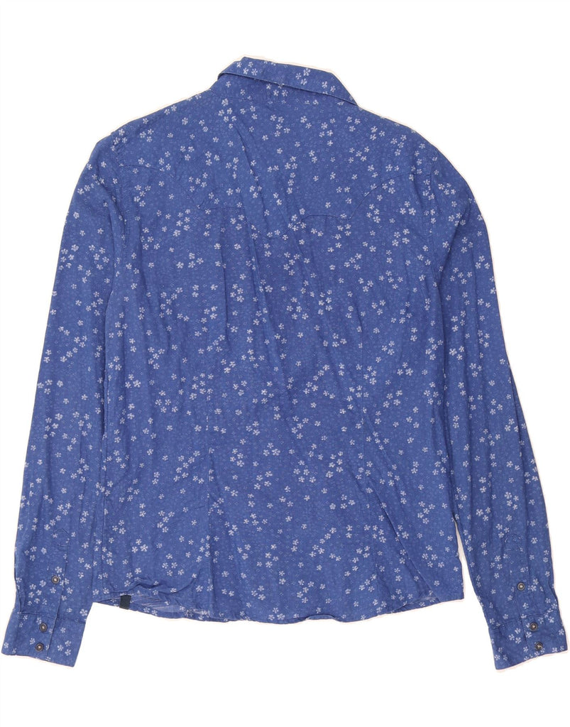 WRANGLER Womens Regular Shirt UK 14 Large Blue Floral Cotton Vintage Wrangler and Second-Hand Wrangler from Messina Hembry 