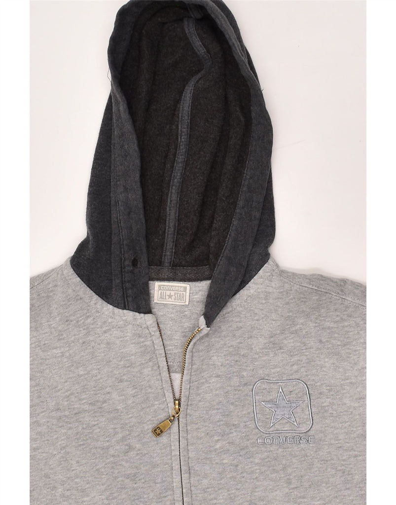 CONVERSE Womens Zip Hoodie Sweater UK 14 Large Grey Colourblock | Vintage Converse | Thrift | Second-Hand Converse | Used Clothing | Messina Hembry 