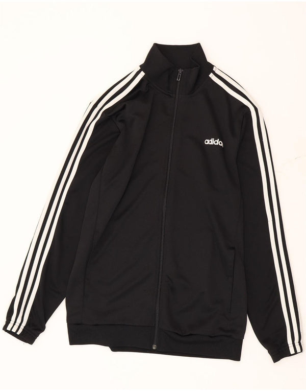 Adidas Mens Tracksuit Top Jacket UK 42/44 Large Black Polyester