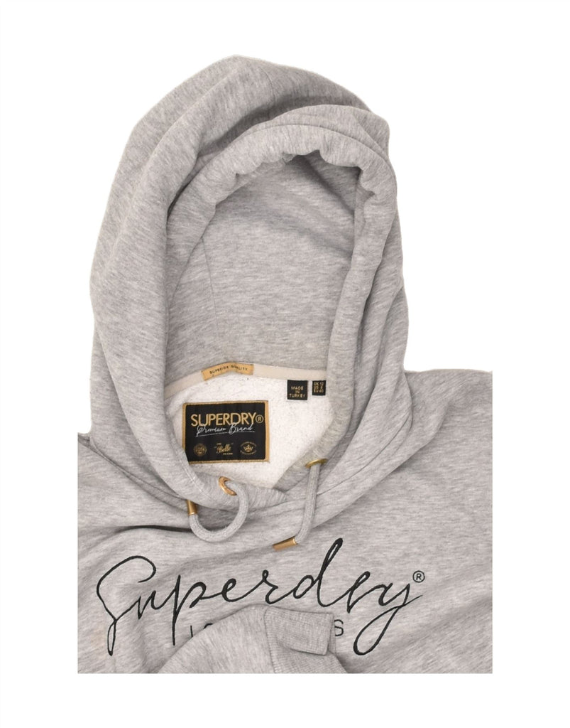 SUPERDRY Womens Graphic Hoodie Jumper UK 12 Medium  Grey Cotton | Vintage Superdry | Thrift | Second-Hand Superdry | Used Clothing | Messina Hembry 