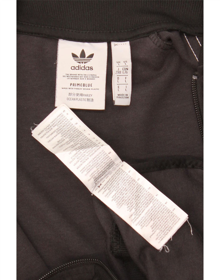 Adidas Mens Tracksuit Top Jacket Large Black Colourblock Polyester